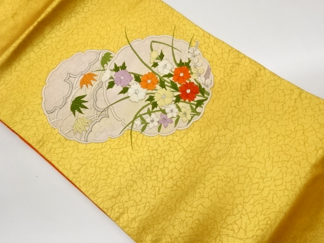 JAPANESE NAGOYA OBI / EMBROIDERY / FLOWERS